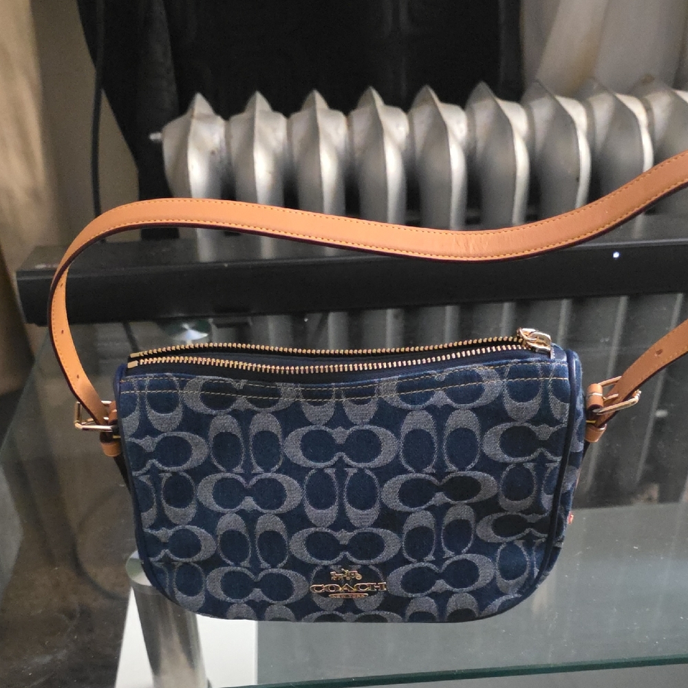 Coach Navy and Tan Crossbody Bag